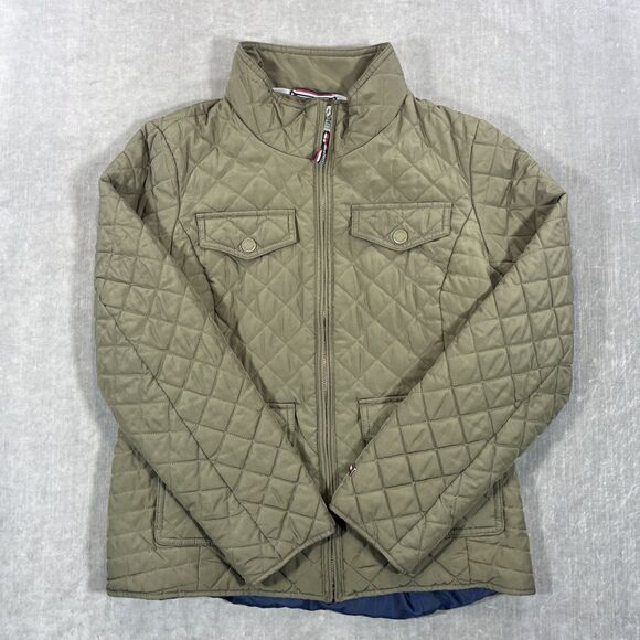 Tommy Hilfiger Womens Small‎ Olive Green Quilted Light Puffer Jacket - Picture 1 of 7